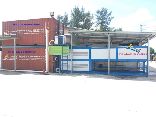 Máquina de gelo Containerized refrigerando direta comercial automática do bloco de 10 toneladas